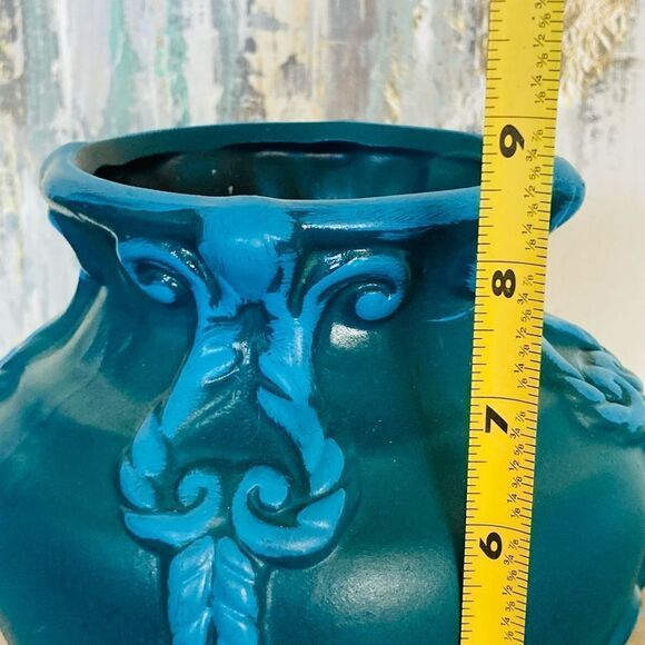 Teal Blue Rustic Pottery Vase - Picture 5 of 5